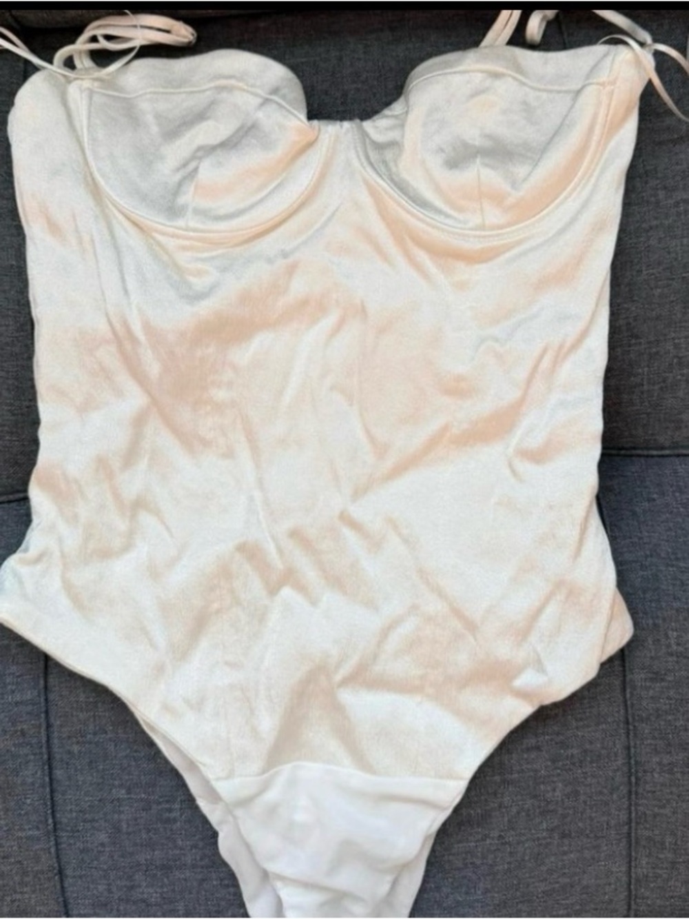 Zara Cream Underwire Bodysuit Size Small